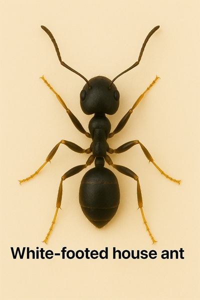 Close up image of a White Footed House Ant