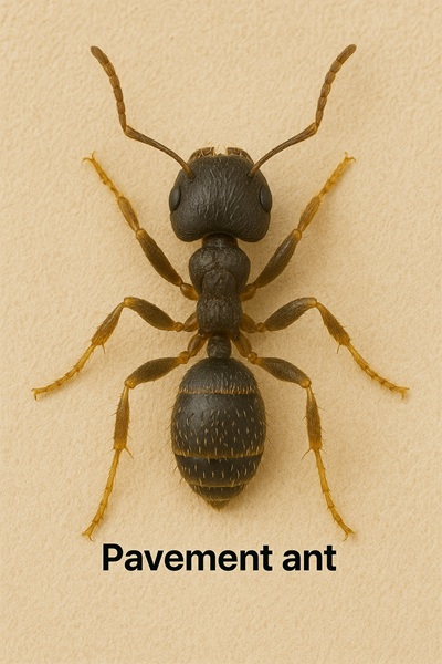 Close up photo of a pavement ant
